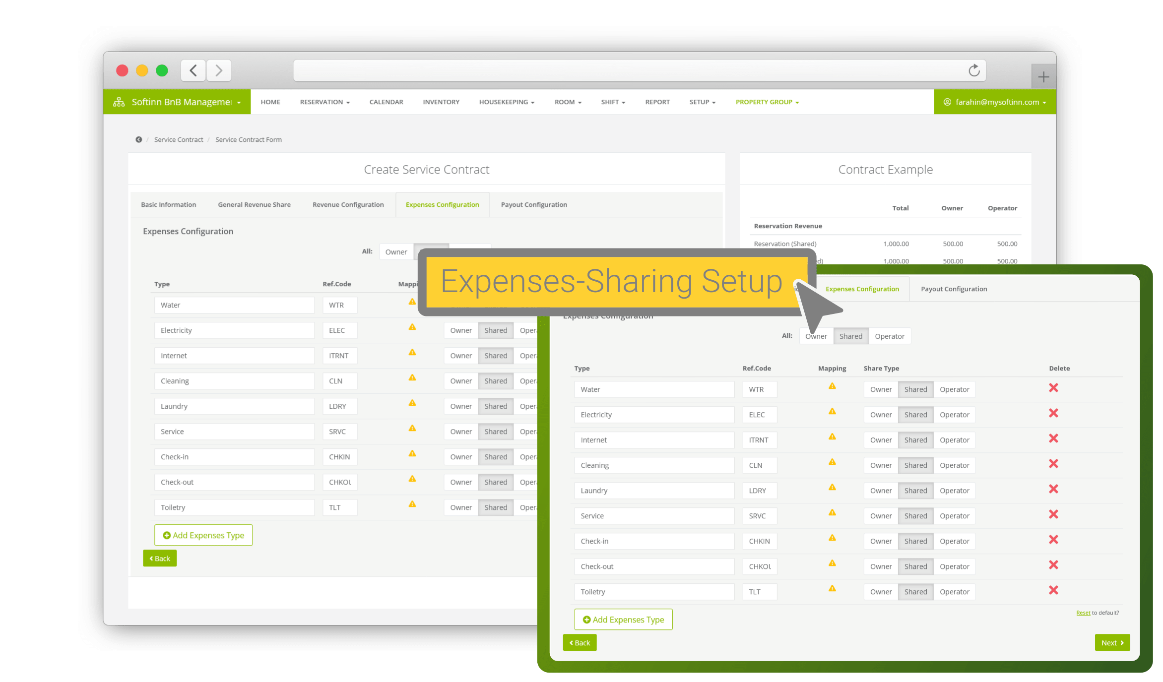 Expenses-sharing setup